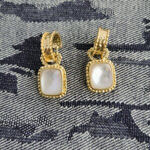 Julie Vos Clear Crystal Gold Hoop & Charm Earrings - Marbella